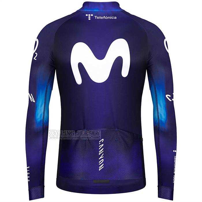 2023 Cycling Jersey Movistar Blue White Long Sleeve And Bib Short